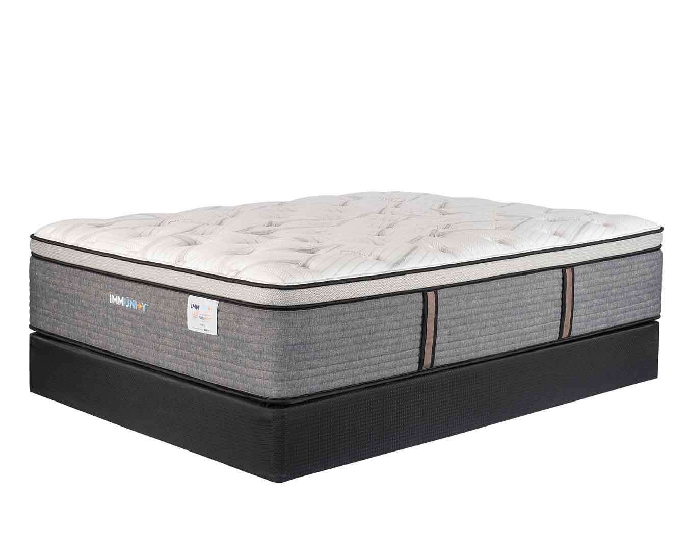 Immunity sepia mattress on the agility mattress foundation at an angle on a white background.