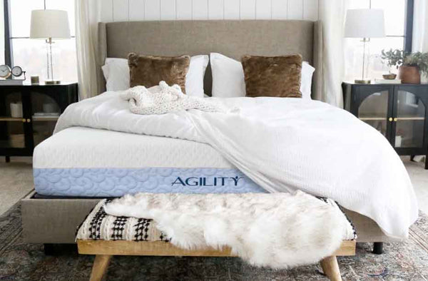 photo of the agility hyrid mattress in a room setting