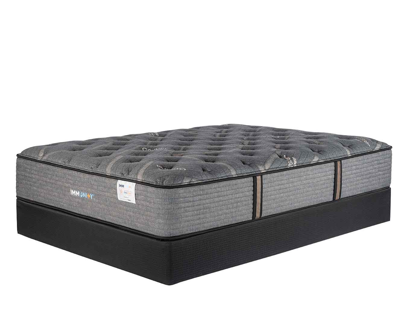 Immunity Chestnut copper mattress on agility foundation at an angle with a white background.