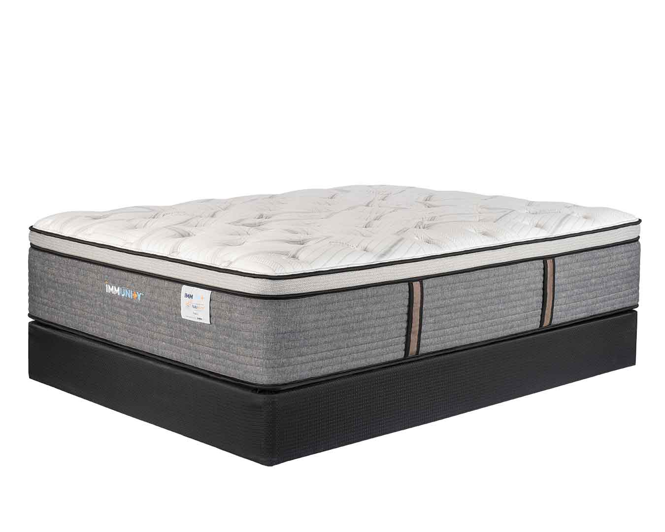 Immunity Sepia copper mattress on agility foundation at an angle with a white background.