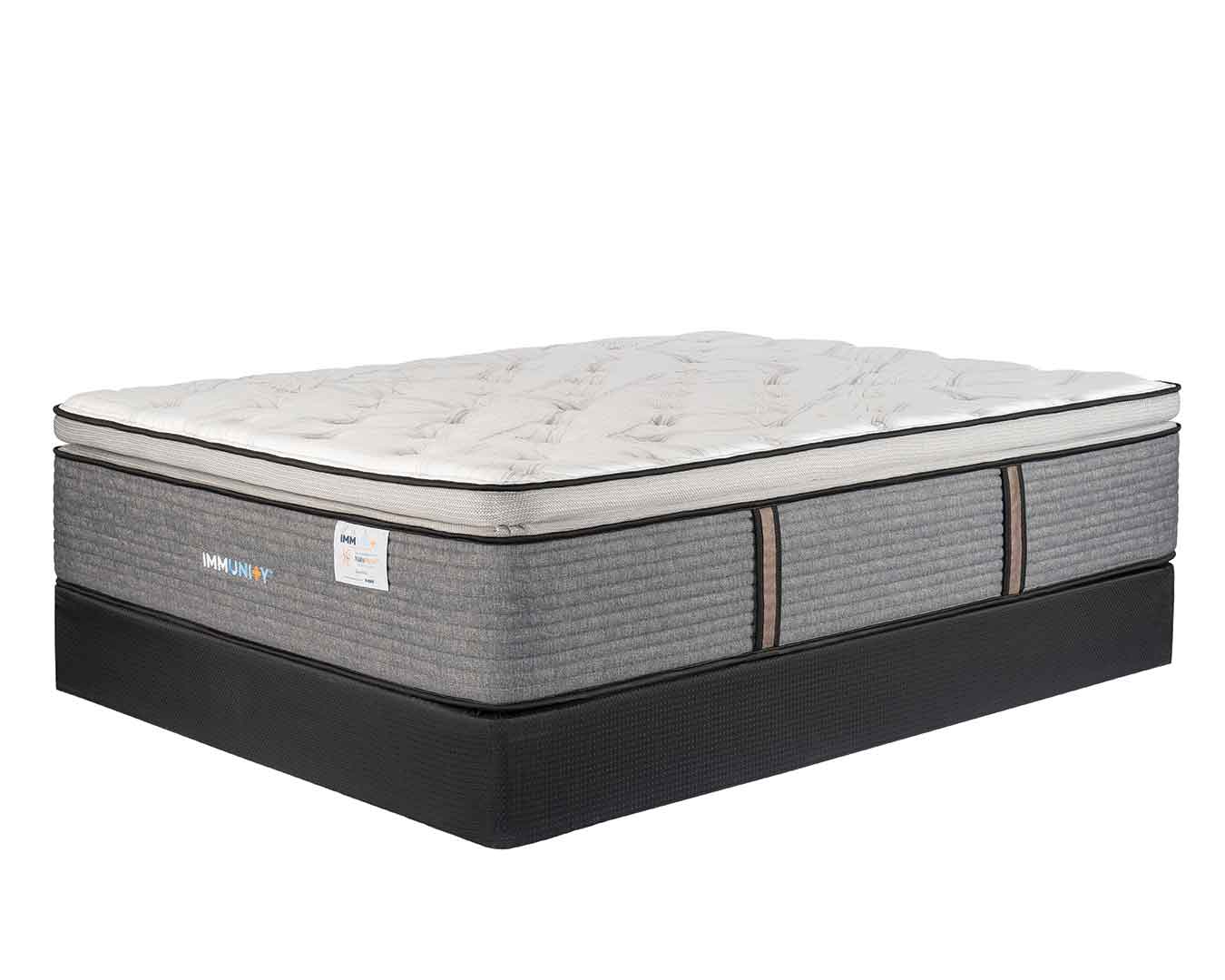 Immunity Sienna copper mattress on agility foundation at an angle with a white background.
