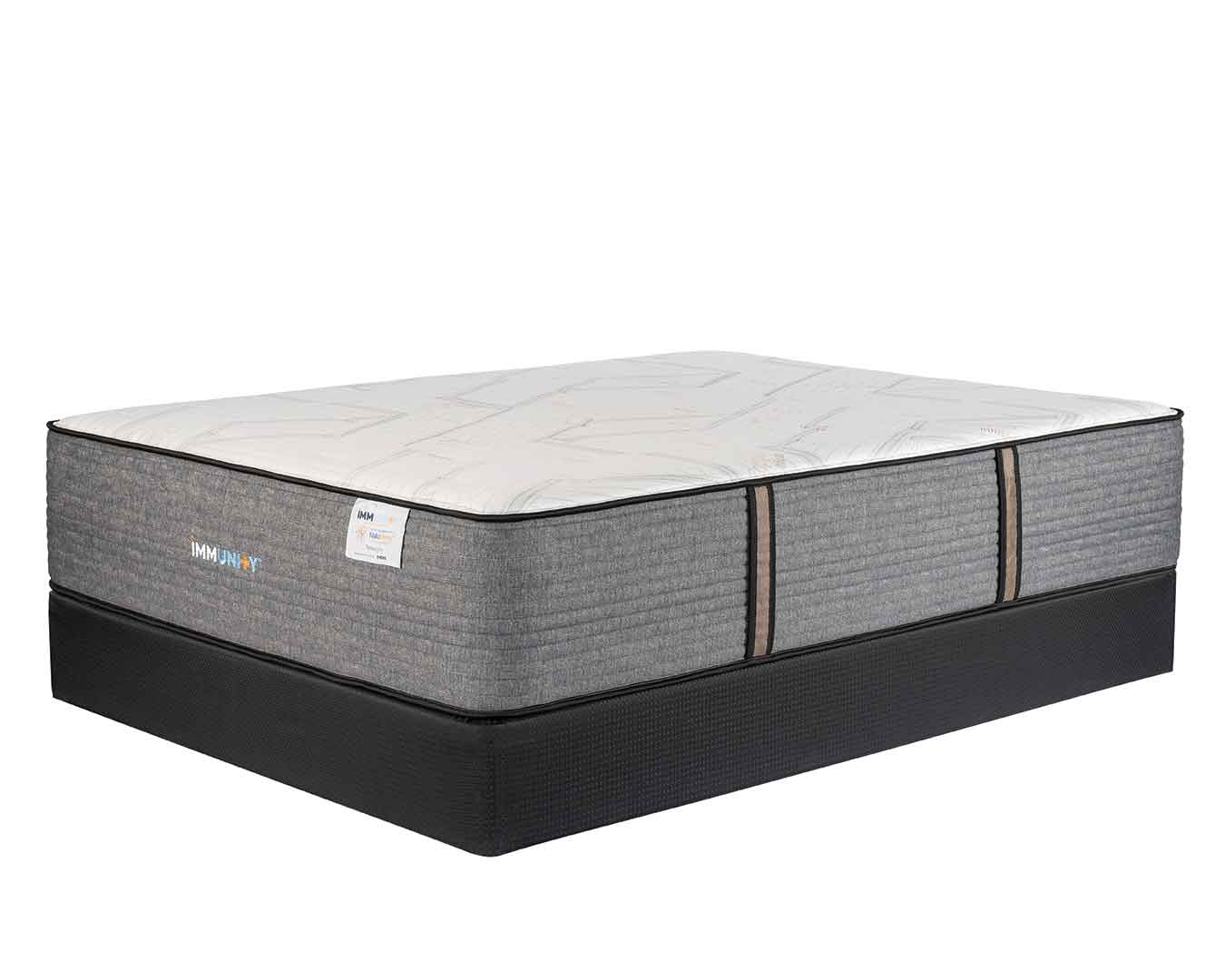 Immunity Terracotta copper mattress on agility foundation at an angle with a white background.